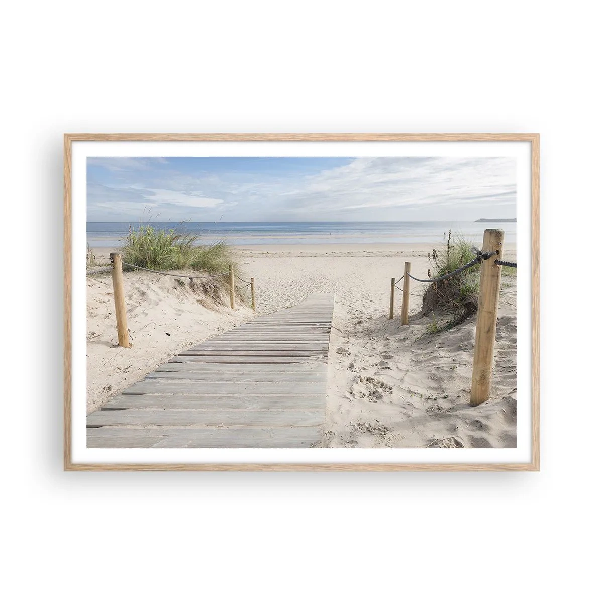Een poster in een licht eiken lijst - naar de horizon - 100x70 cm
