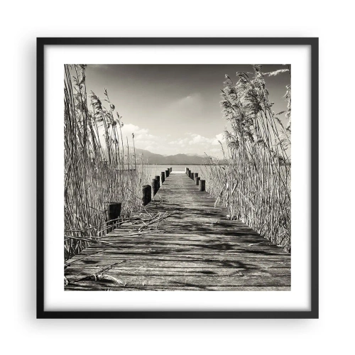 Poster in een zwarte lijst - In de stilte van het gras - 50x50 cm