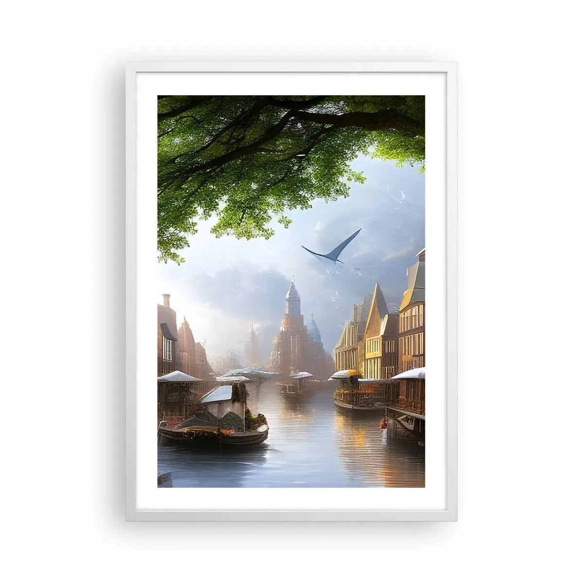 Poster in een witte lijst - Hollands stadsbeeld - 50x70 cm