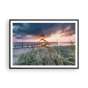 Poster in een zwarte lijst - Het gaat niet met de wind mee - 100x70 cm