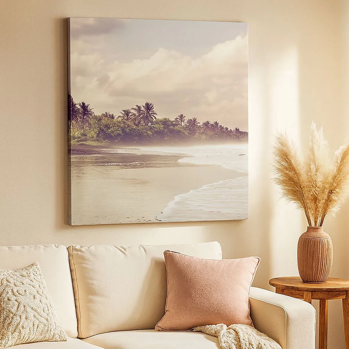 Schilderen op canvas - De streling van de golven - 30x30 cm