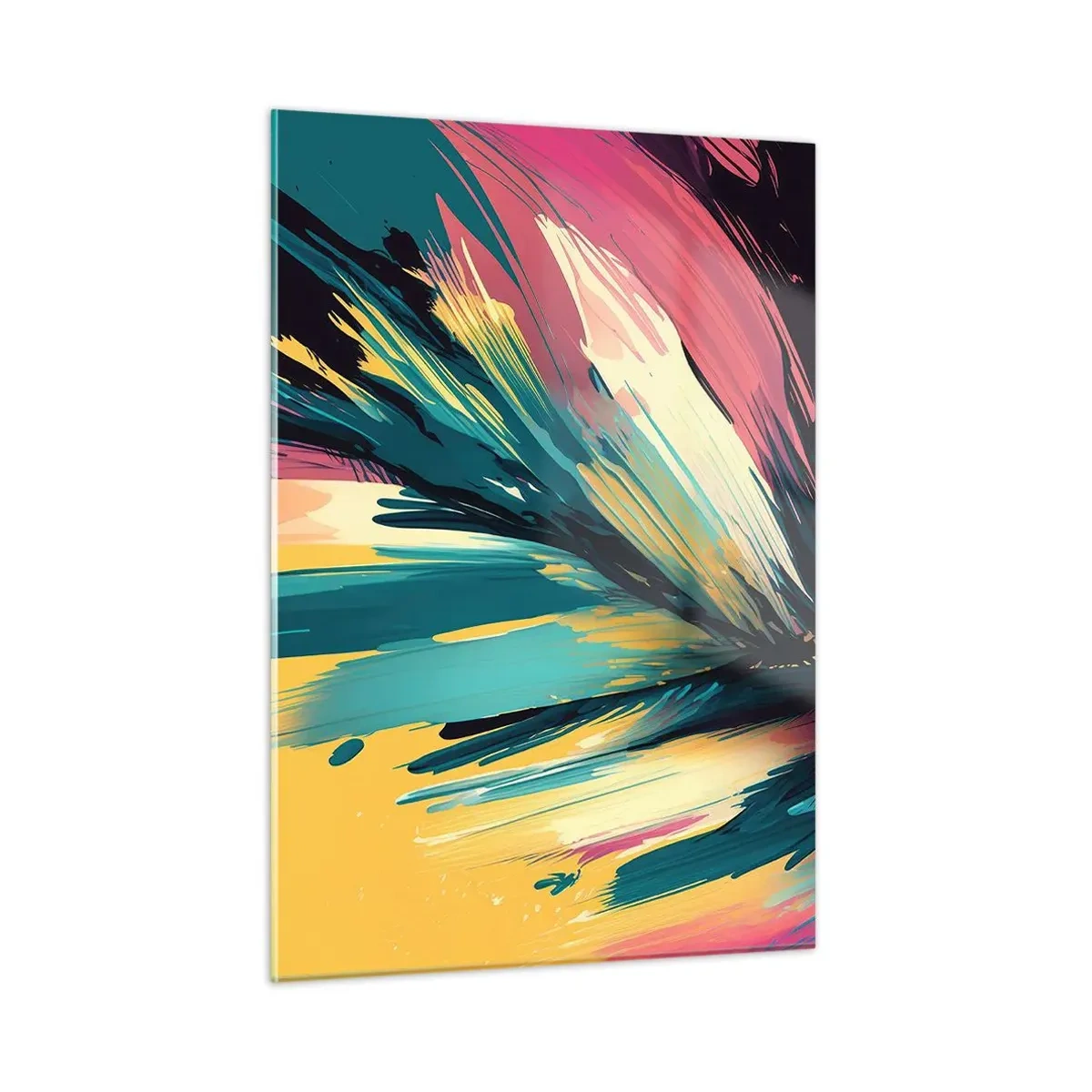 Schilderen op glas - Compositie – een explosie van vreugde - 50x70 cm