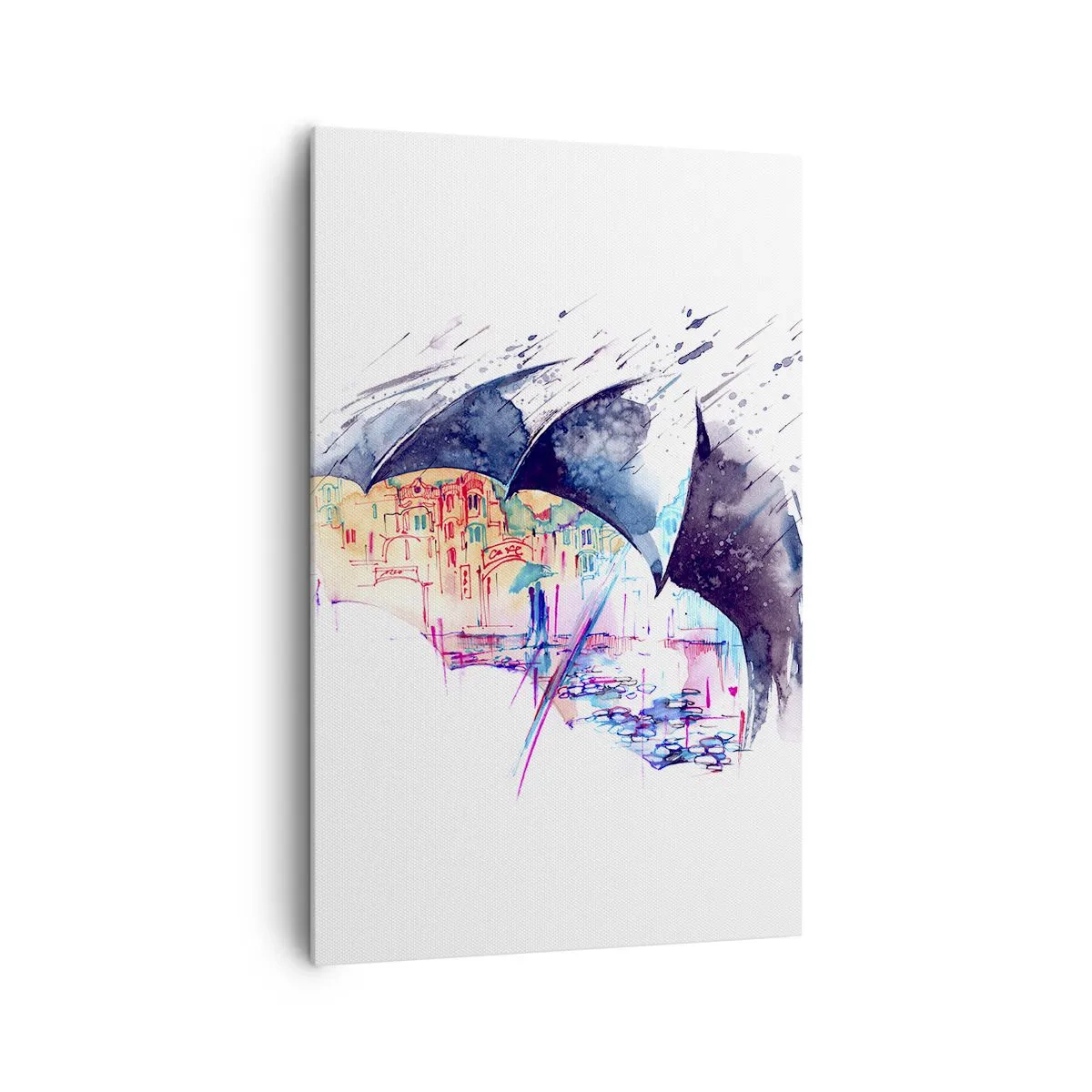 Schilderen op canvas - Wandeling in de regen - 80x120 cm