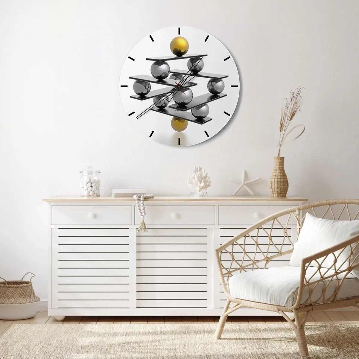 Wandklok - Klok - Goud-zilver balans - 40x40 cm