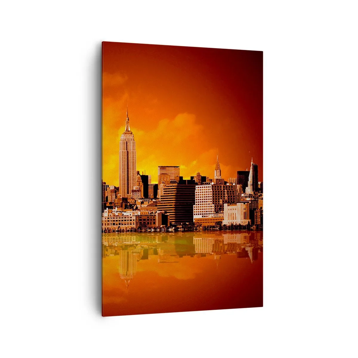 Schilderen op canvas - Het grote stadspanorama in geel en brons - 80x120 cm