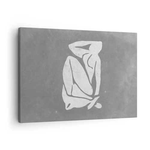 Schilderen op canvas - Een minimalistische silhouettekening op een grijze achtergrond - 70x50cm - In reflectie - Moderne wanddecoratie voor woonkamer en slaapkamer ARTTOR