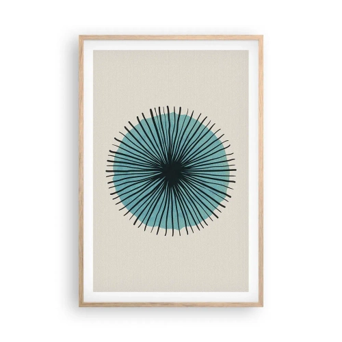 Een poster in een licht eiken lijst - Stralend in het blauw - 61x91 cm