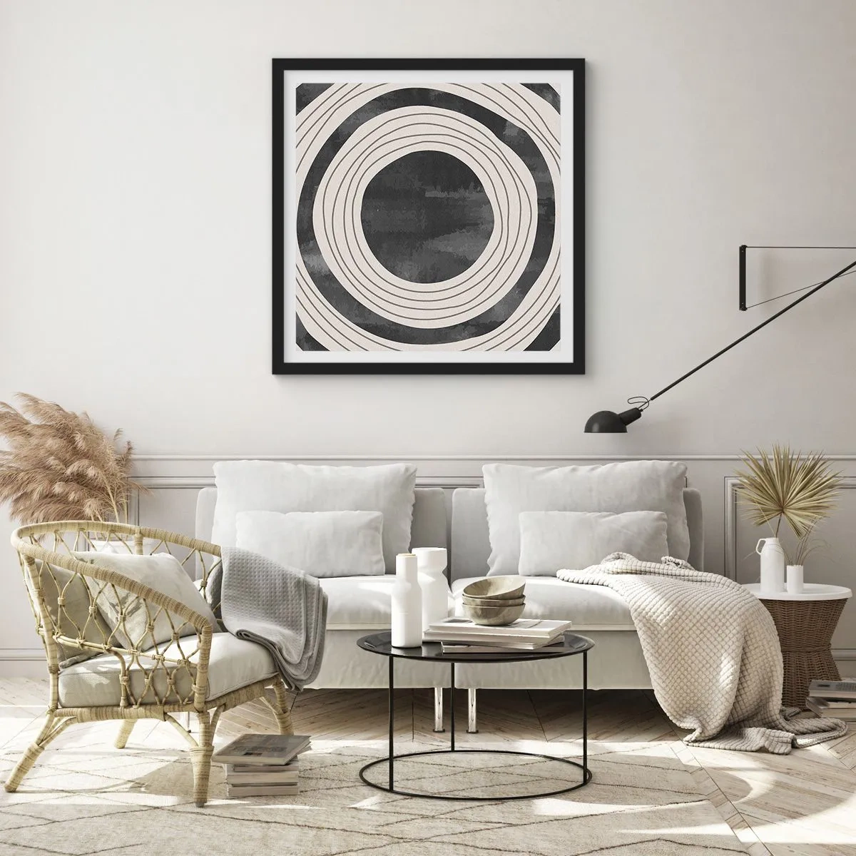 Poster in een zwarte lijst - Precies op het punt - 60x60 cm