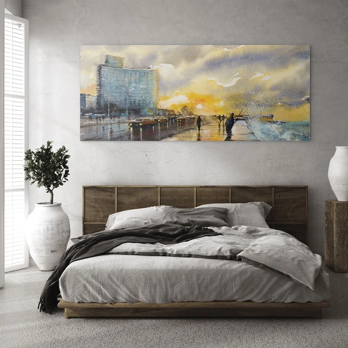 Schilderen op glas - Het leven aan de oever - 100x40 cm