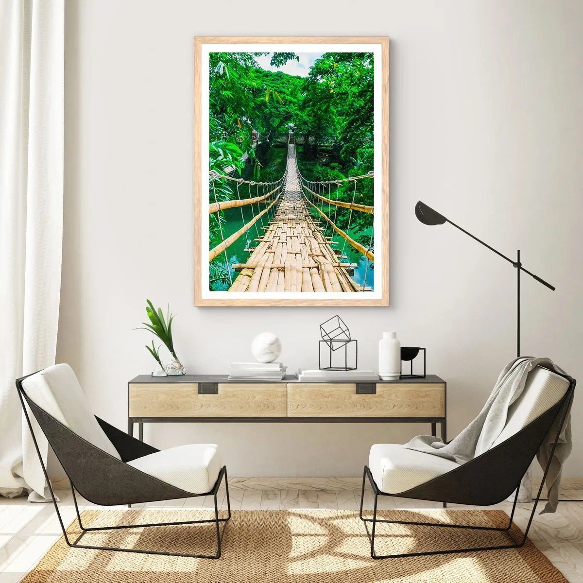 Een poster in een licht eiken lijst - Apenbrug over de green - 70x100 cm