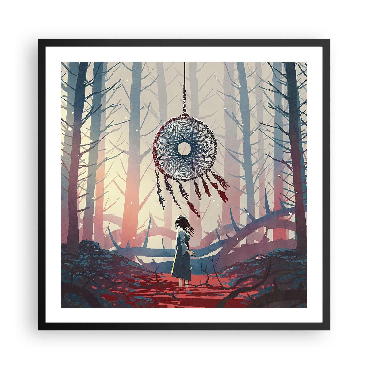 Poster in een zwarte lijst - Een geheim ritueel van geluk - 60x60 cm