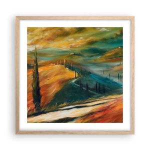 Een poster in een licht eiken lijst - Toscaans landschap - 50x50 cm