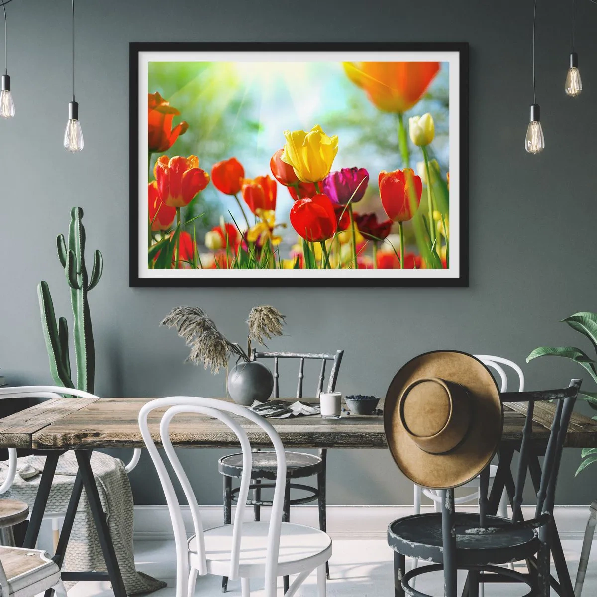Poster in een zwarte lijst - Alle kleuren van de zon - 100x70 cm