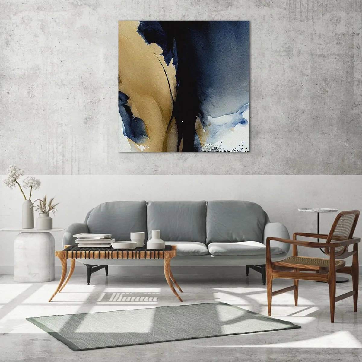 Schilderen op glas - Achter het gordijn - 60x60 cm