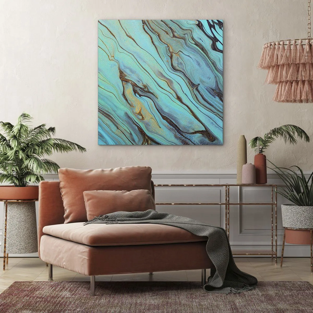 Schilderen op canvas - Turquoise vloed - 40x40 cm