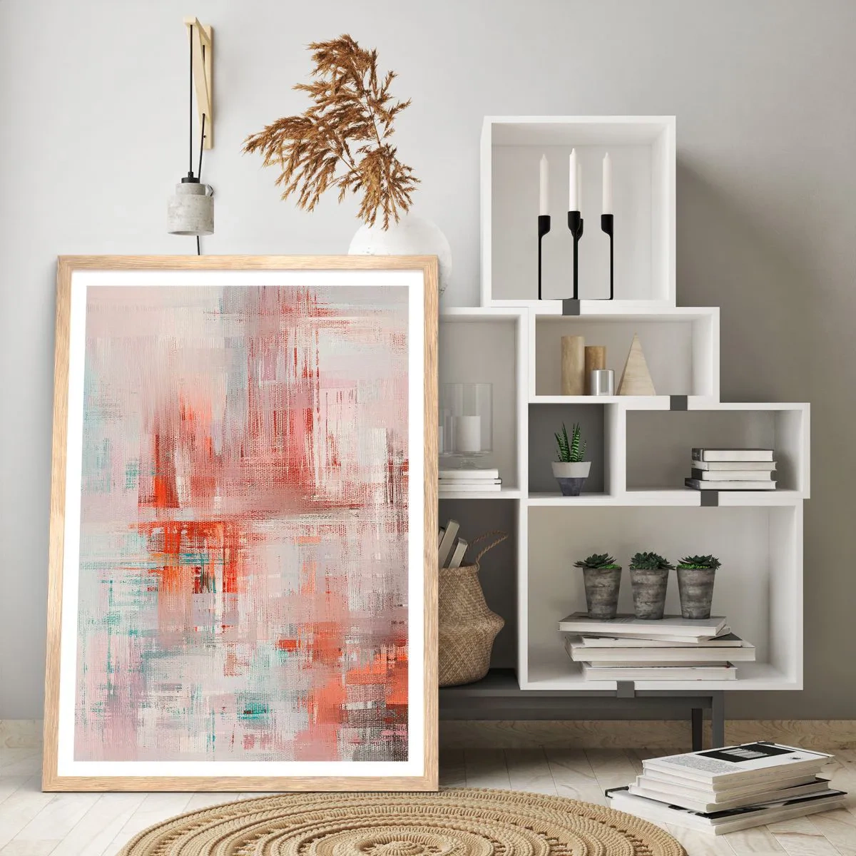 Een poster in een licht eiken lijst - Vaag. Maar roze - 61x91 cm