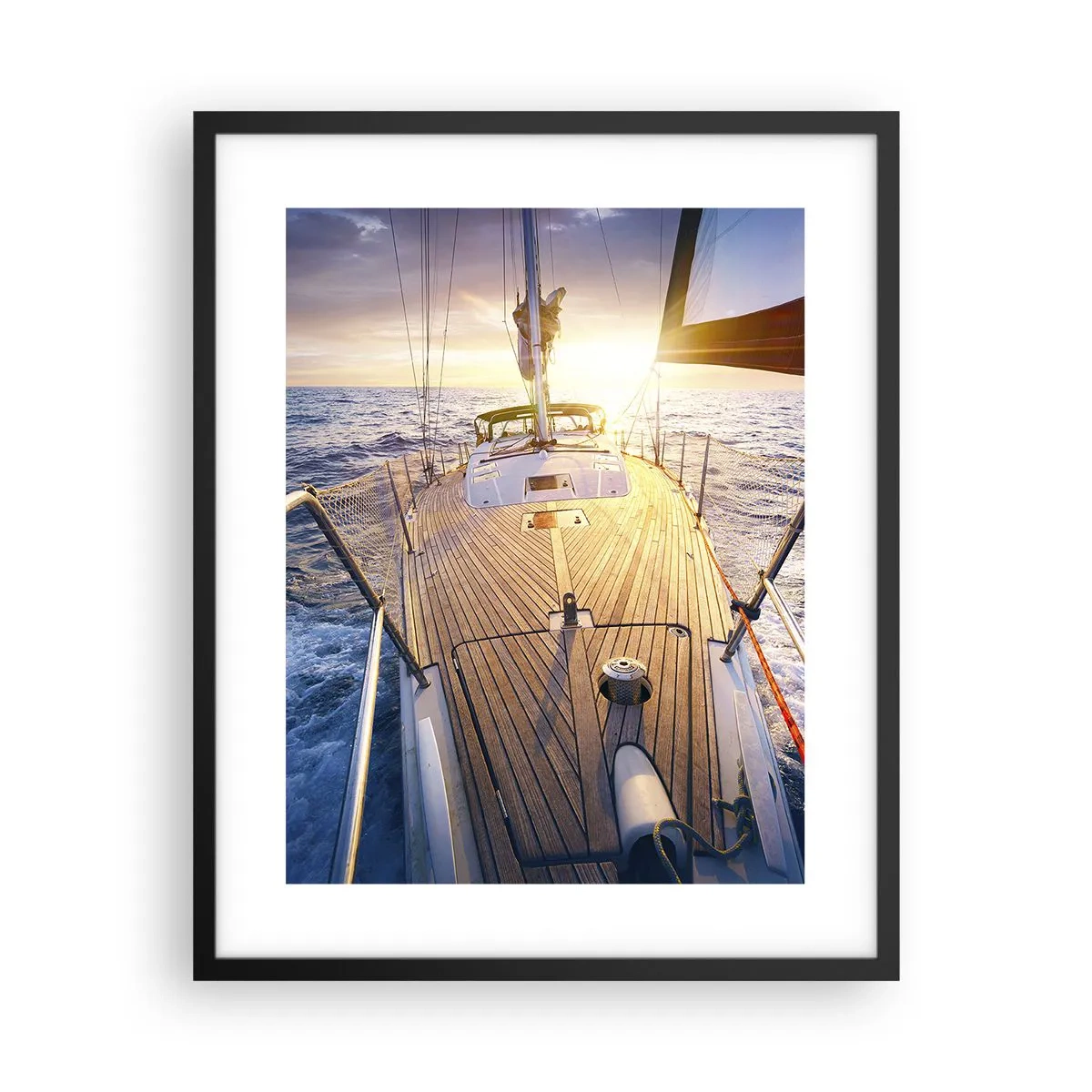 Poster in een zwarte lijst - Lopend op de golven - 40x50 cm