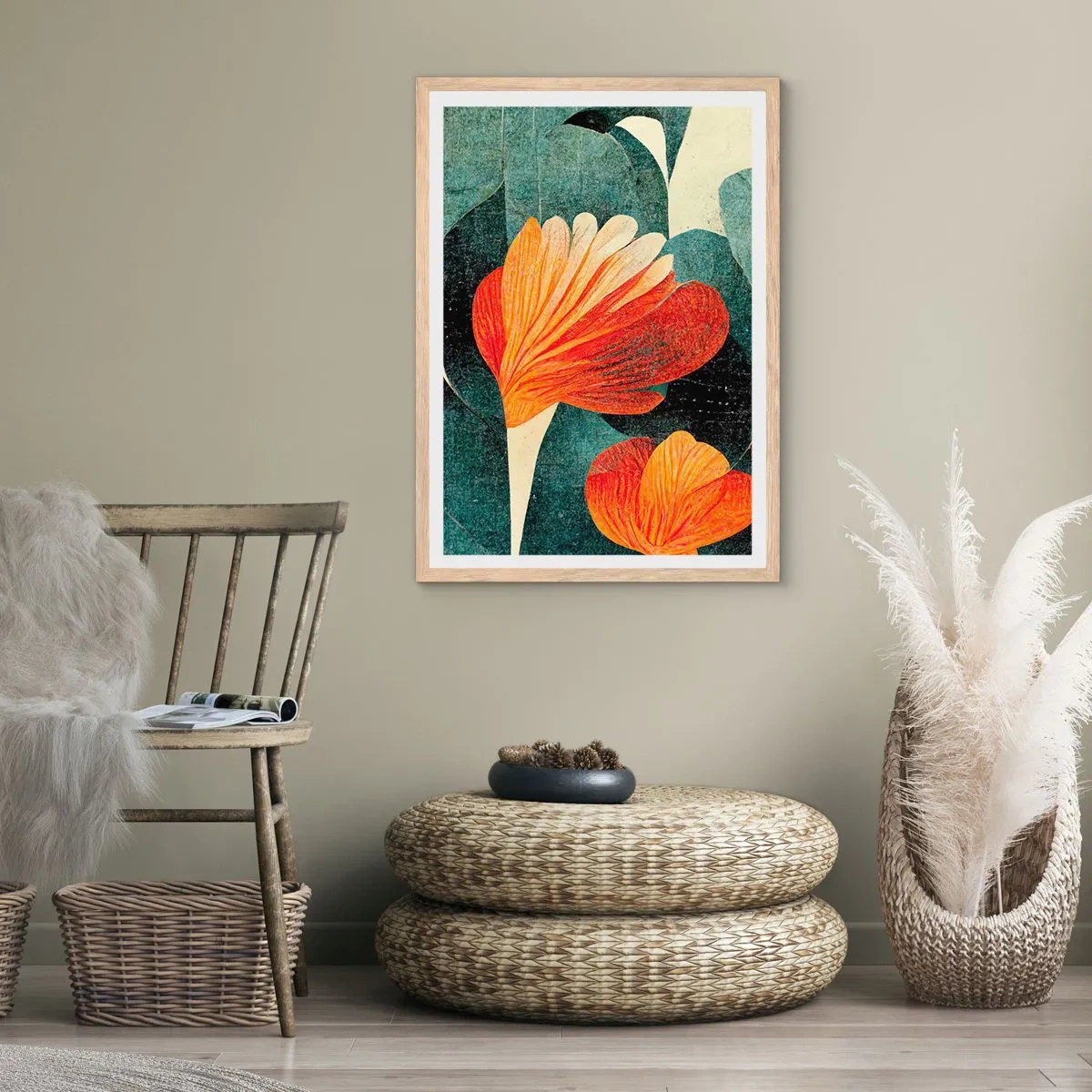 Een poster in een licht eiken lijst - De hitte van de tropen en de koelte van het groen - 40x50 cm
