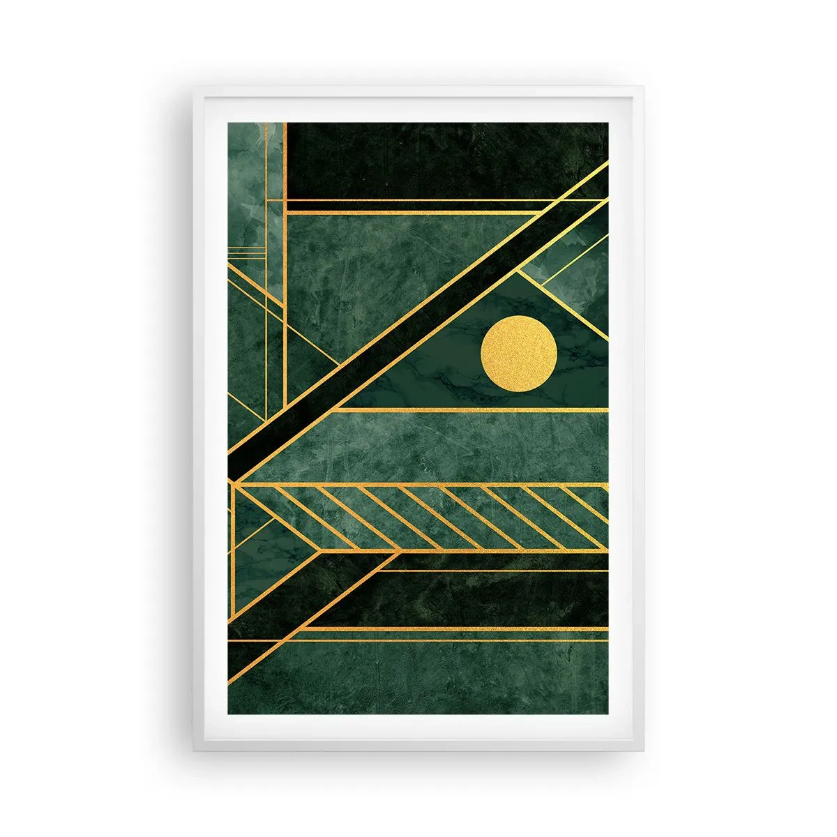 Poster in een witte lijst - Dynamiek van goud en azuur - 61x91 cm