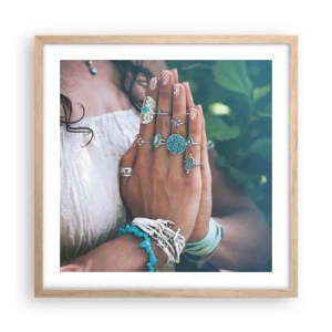 Een poster in een licht eiken lijst - Welkom in het centrum van het zijn - 50x50 cm