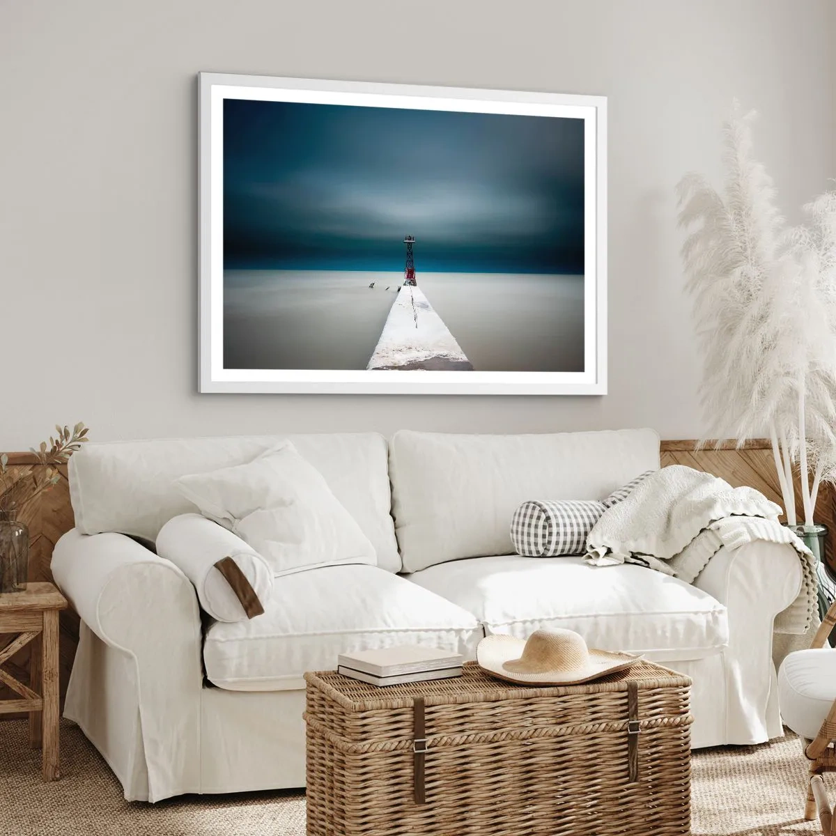 Poster in een witte lijst - Om de uitgestrektheid te ontmoeten - 40x30 cm