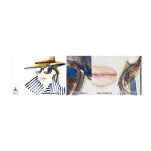 Fotobehang Monster Premium Canvas - Florida heet u welkom! - Het gezicht van de vrouw, Portret van een vrouw, Mode - 100x30 cm