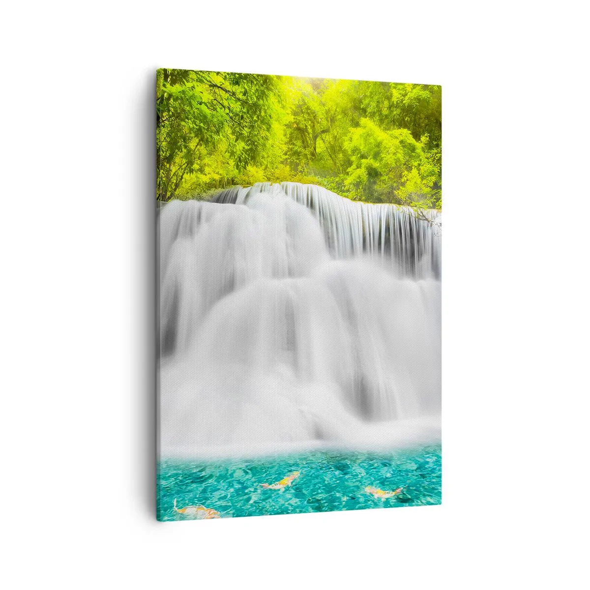 Schilderen op canvas - Een schuimige waterval van groen naar azuurblauw - 50x70 cm