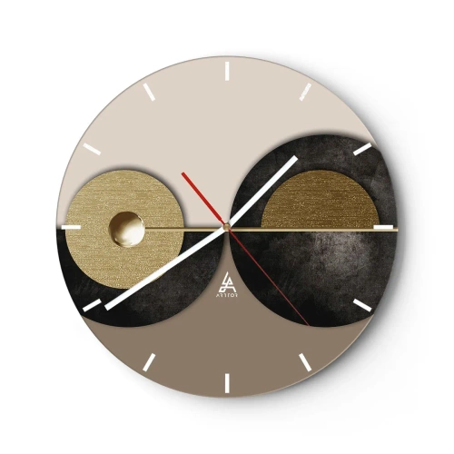 Wandklok - Klok - Een moderne compositie met geometrische cirkels - 30x30cm - Variaties rond de cirkel - Moderne wanddecoratie voor woonkamer, keuken en slaapkamer ARTTOR