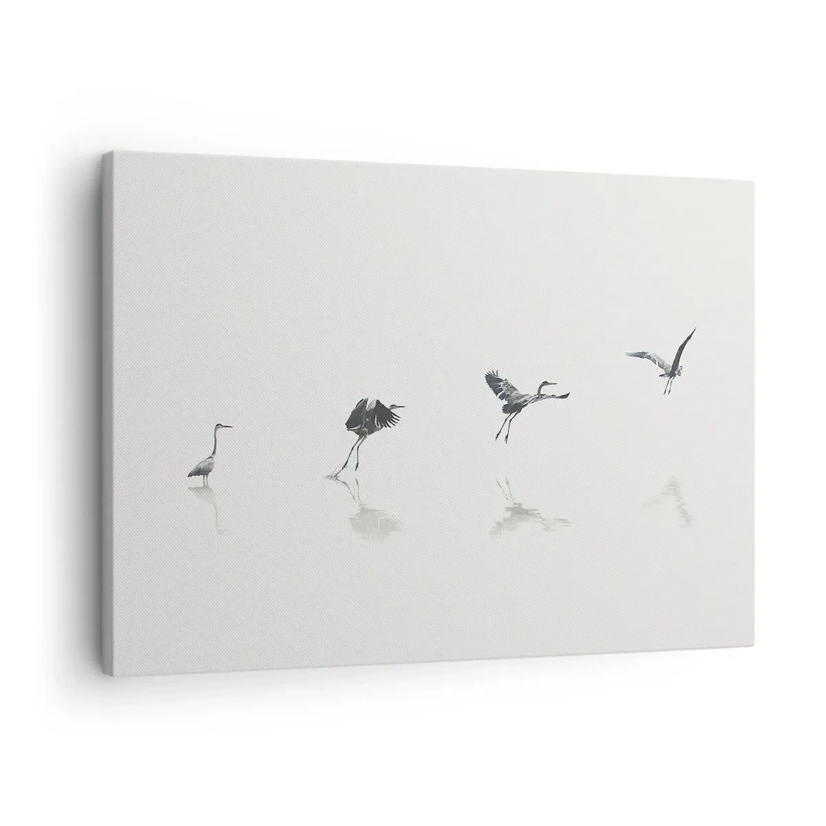 Schilderen op canvas - Vier vogelsilhouetten weerspiegeld in het kalme water - 70x50cm - Vier eenvoudige stappen - Moderne wanddecoratie voor woonkamer en slaapkamer ARTTOR