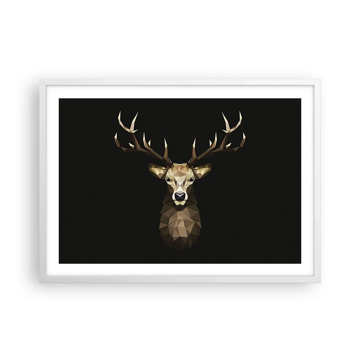Poster in een witte lijst - Kubistische herten - 70x50 cm