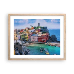 Een poster in een licht eiken lijst - Mediterrane magische stad - 50x40 cm