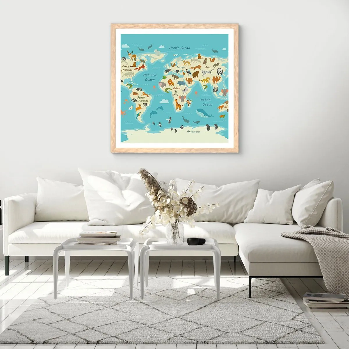 Een poster in een licht eiken lijst - Goede buren - 30x30 cm