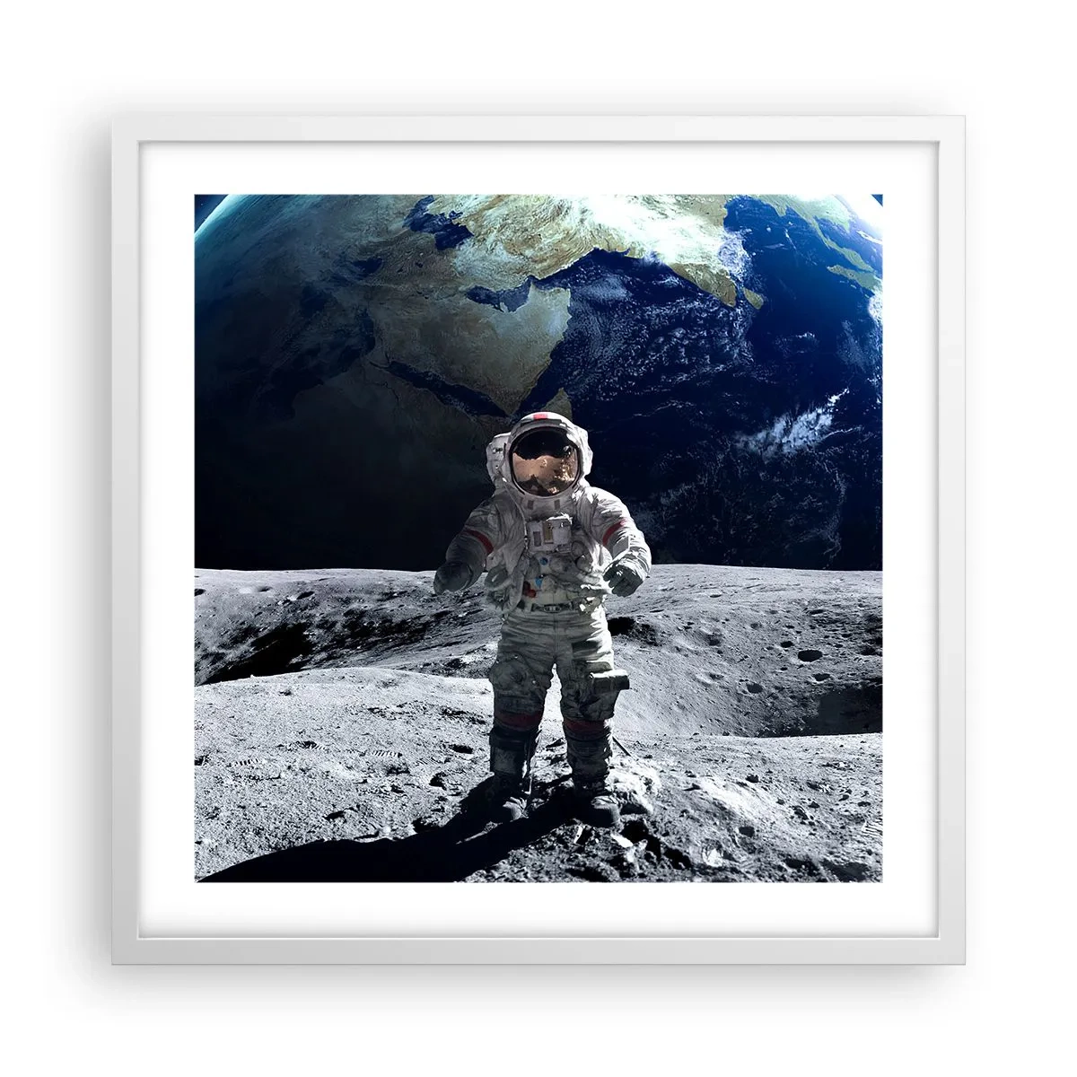 Poster in een witte lijst - Groetjes van de maan - 50x50 cm