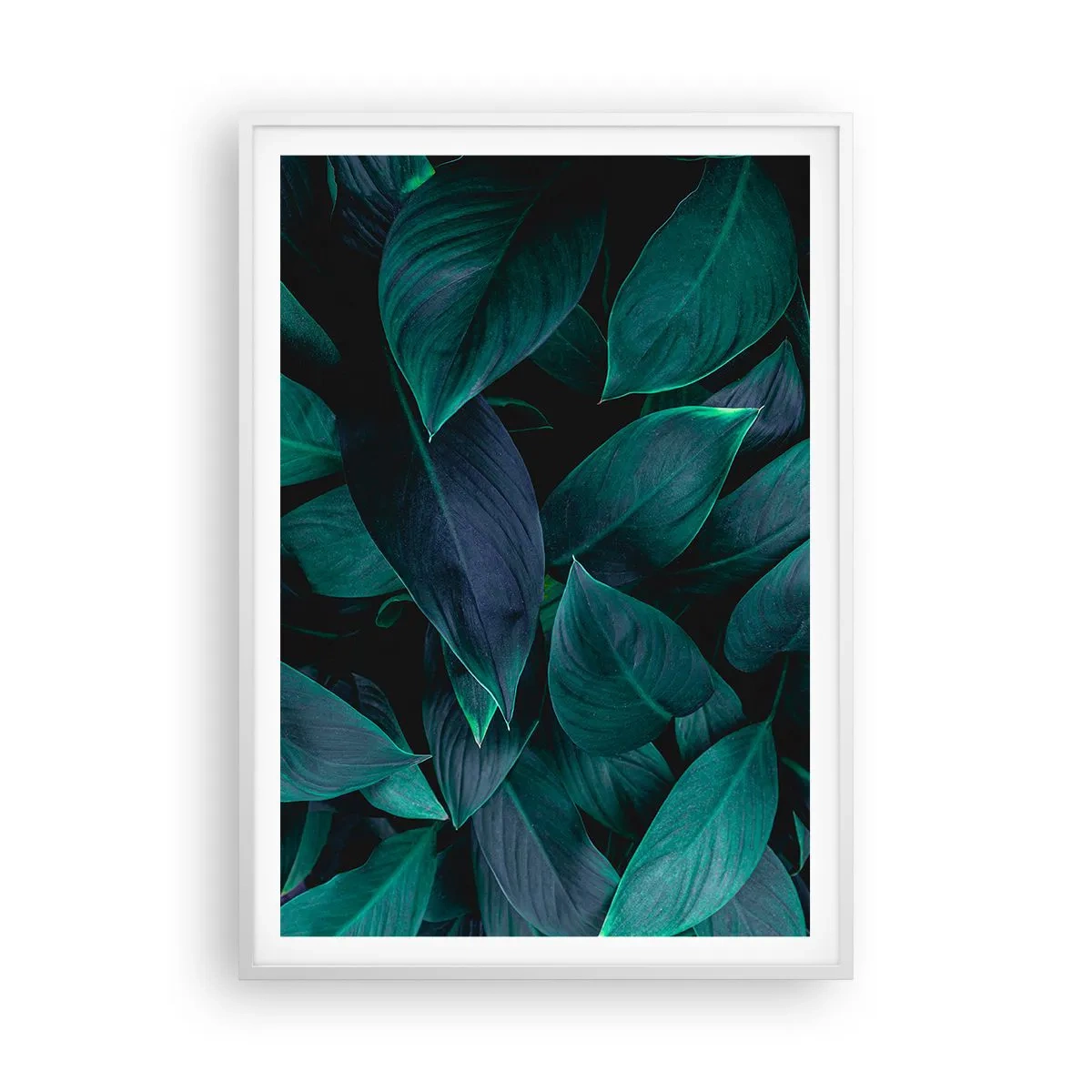 Poster in een witte lijst - Groen op zichzelf - 70x100 cm