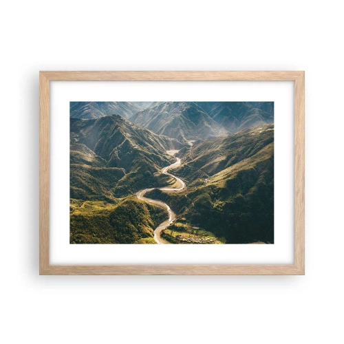 Een poster in een licht eiken lijst - Recht uit het hart van de bergen - 40x30 cm