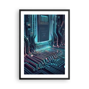 Poster in een zwarte lijst - Een futuristische visie op een geïntegreerd circuit - 50x70cm - Ik ben aan het denken… - Moderne wanddecoratie voor woonkamer en slaapkamer ARTTOR