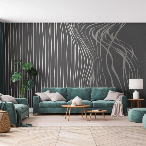 Zelfklevend Fotobehang Deluxe Sticker - Ritme en accent - Abstractie, Deel, Zwart en wit - 400x280 cm