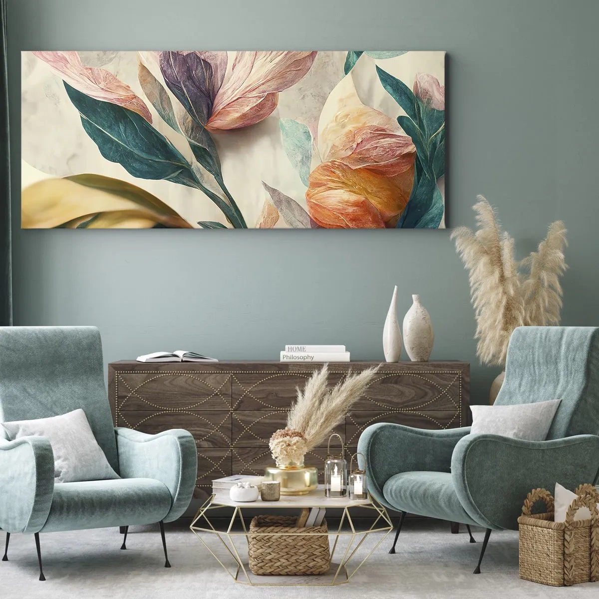 Schilderen op canvas - Bloemen van de zuidelijke eilanden - 140x50 cm