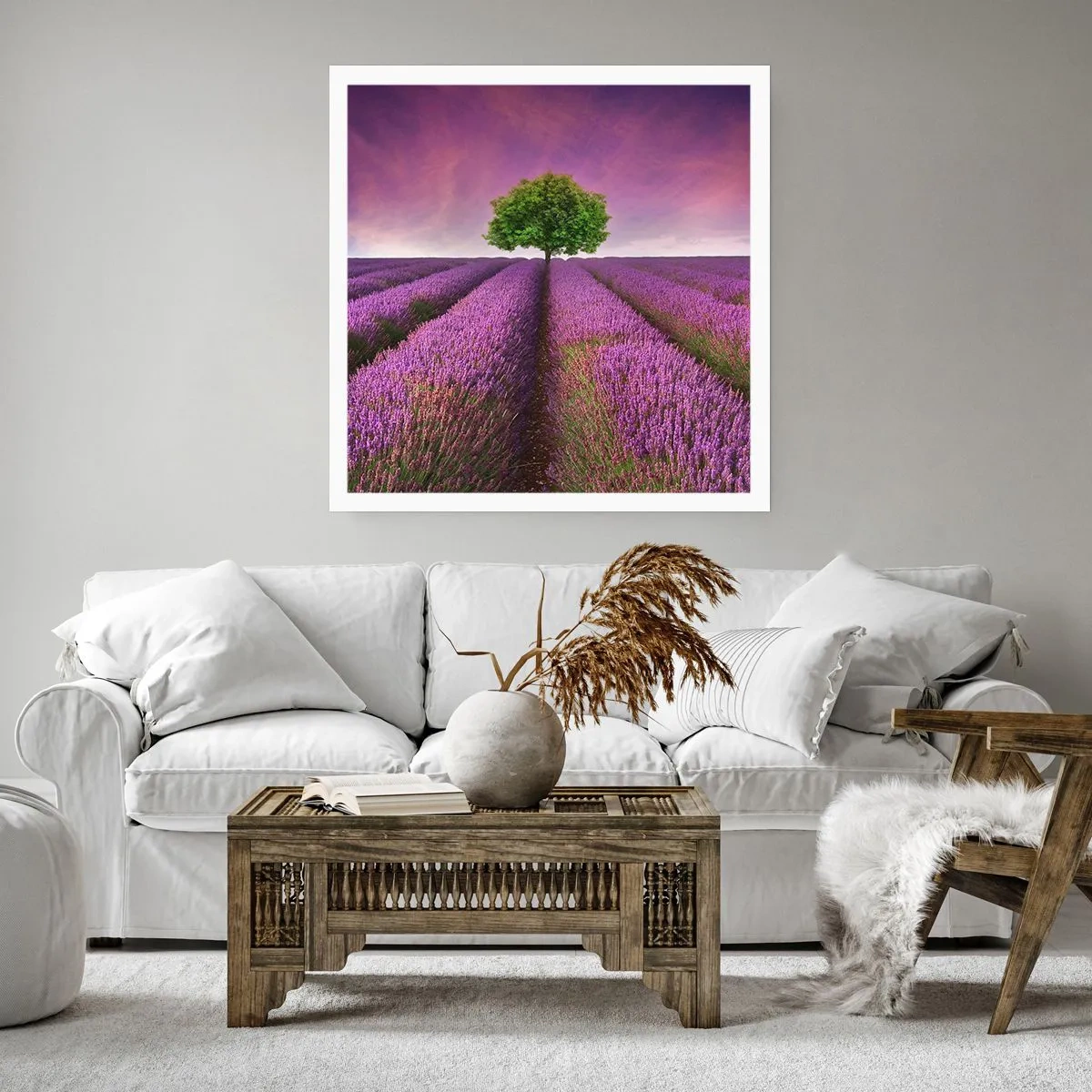 Poster - Op lavendelvelden - 40x40 cm