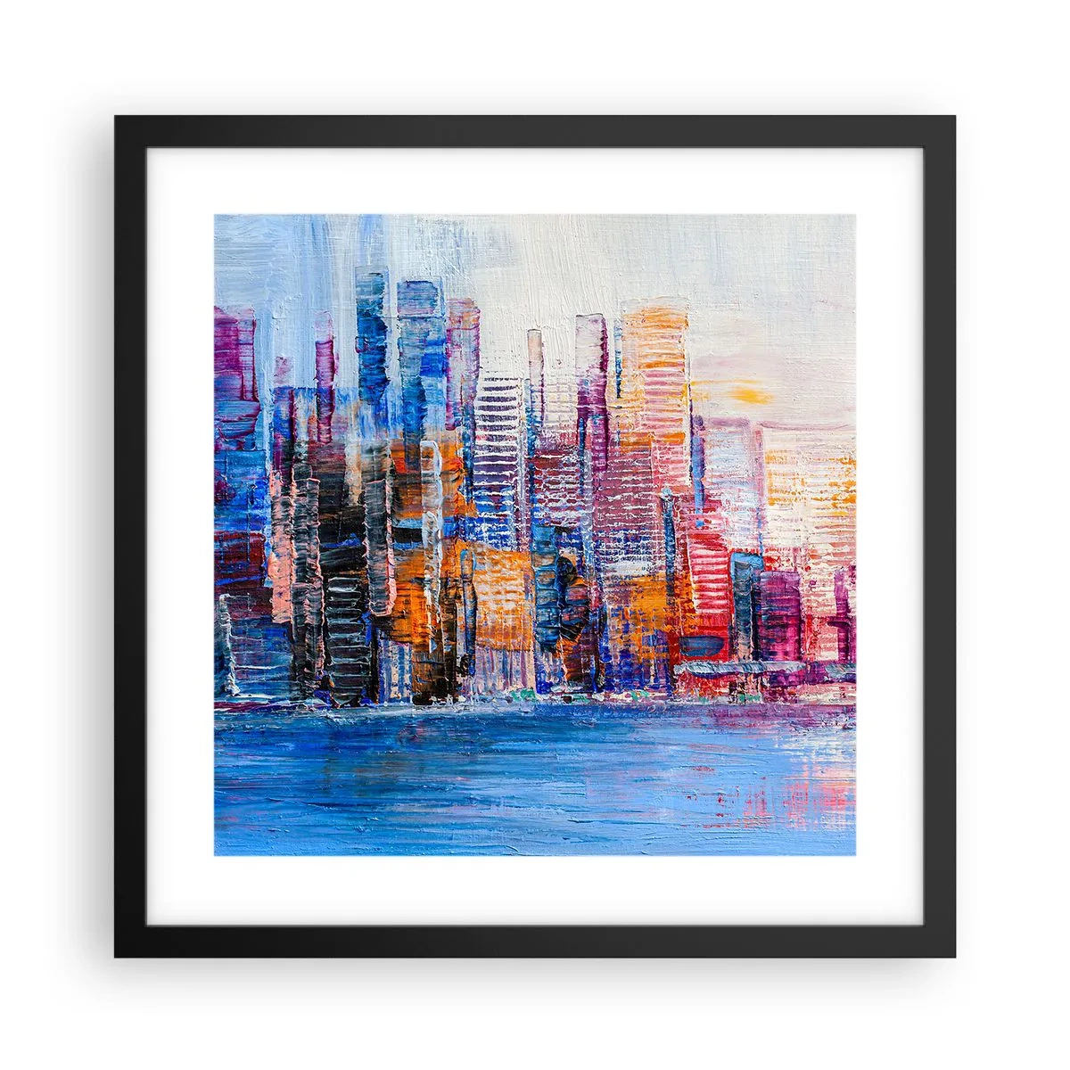 Poster in een zwarte lijst - Een vrolijke metropool - 40x40 cm