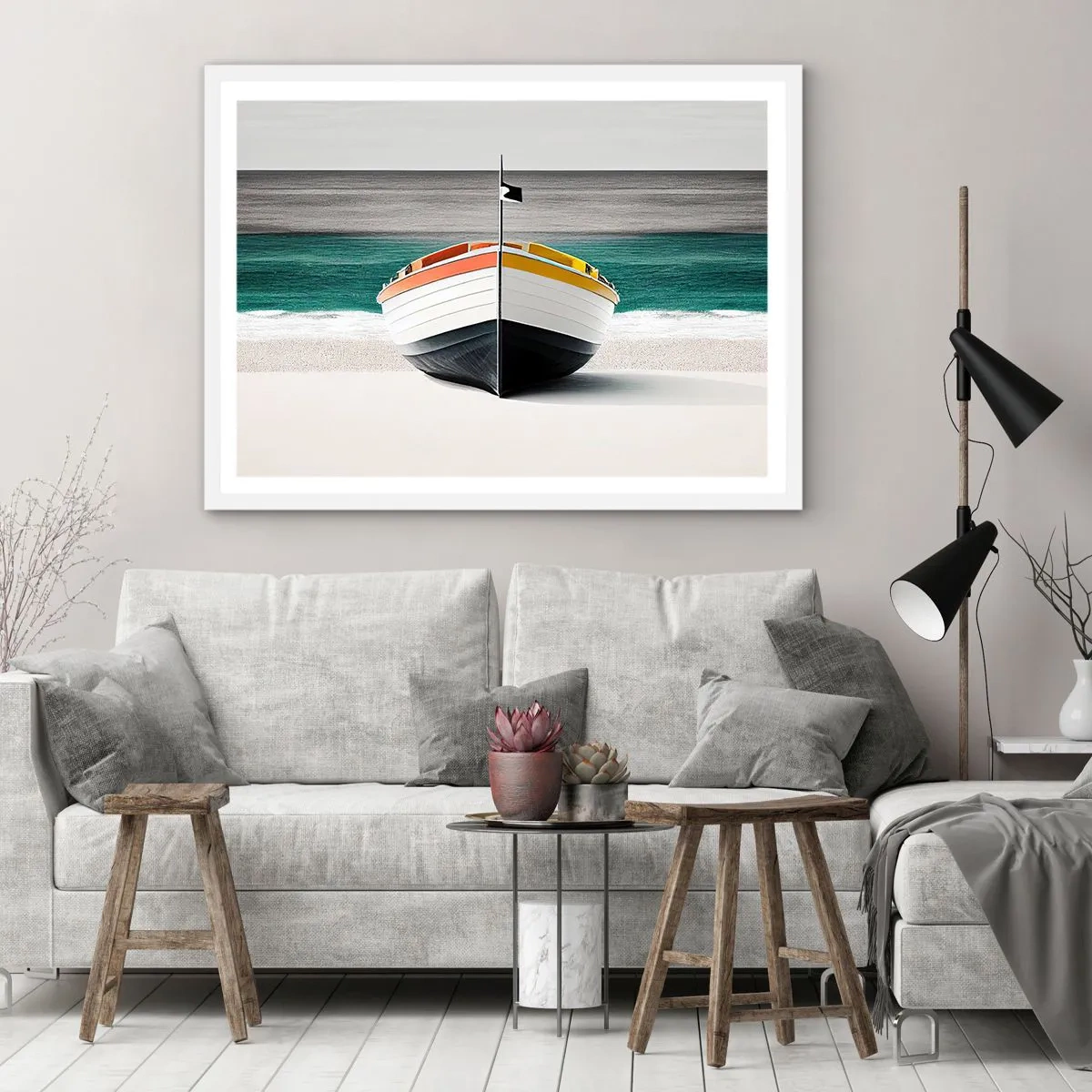 Poster in een witte lijst - Op zijn plaats - 100x70 cm