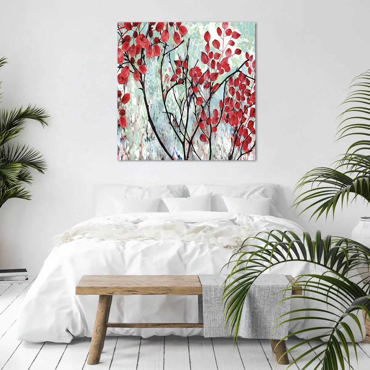 Schilderen op canvas - Boom in scharlaken - 30x30 cm