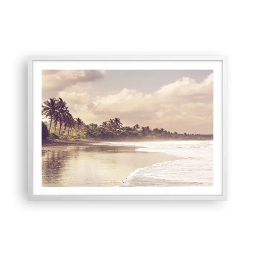 Poster in een witte lijst - De streling van de golven - 70x50 cm