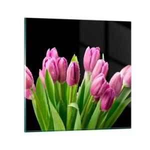 Schilderen op glas - Lila vreugde van de lente - 50x50 cm