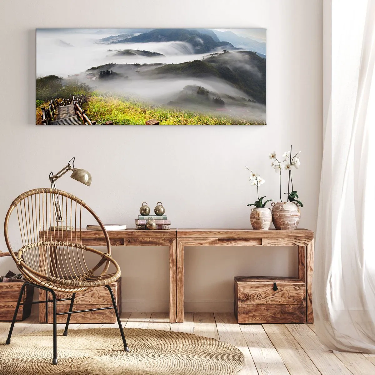 Schilderen op canvas - Geweven van schittering en mist - 120x50 cm