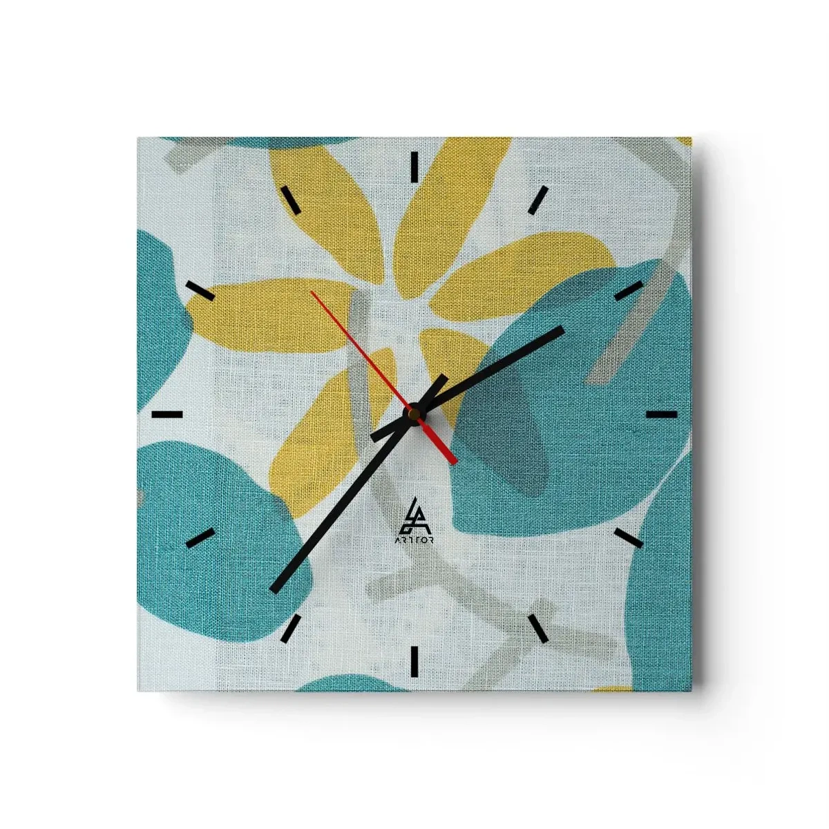 Wandklok - Klok - Tussen de azuurblauwe bladeren - 30x30 cm