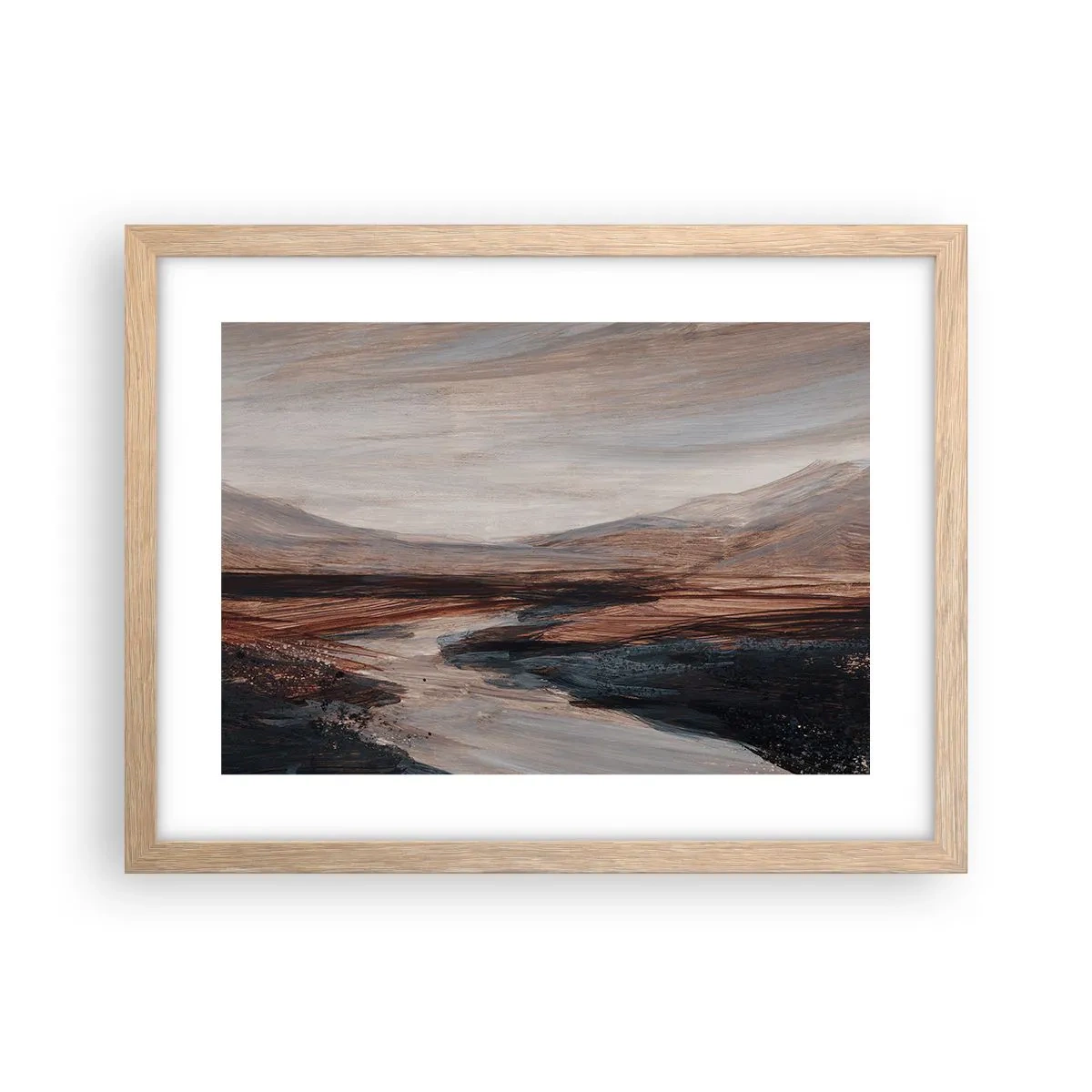 Een poster in een licht eiken lijst - Een rustige vallei - 40x30 cm