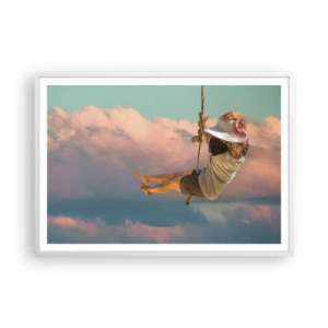 Poster in een witte lijst - Plezier in de wolken - 100x70 cm