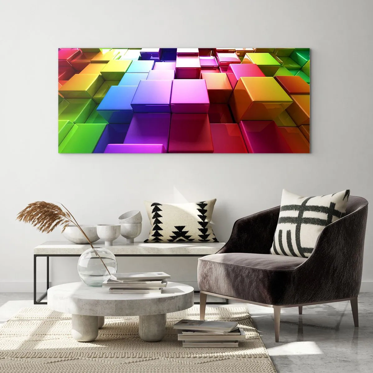 Schilderen op glas - Op-art samen in een team - 160x50 cm