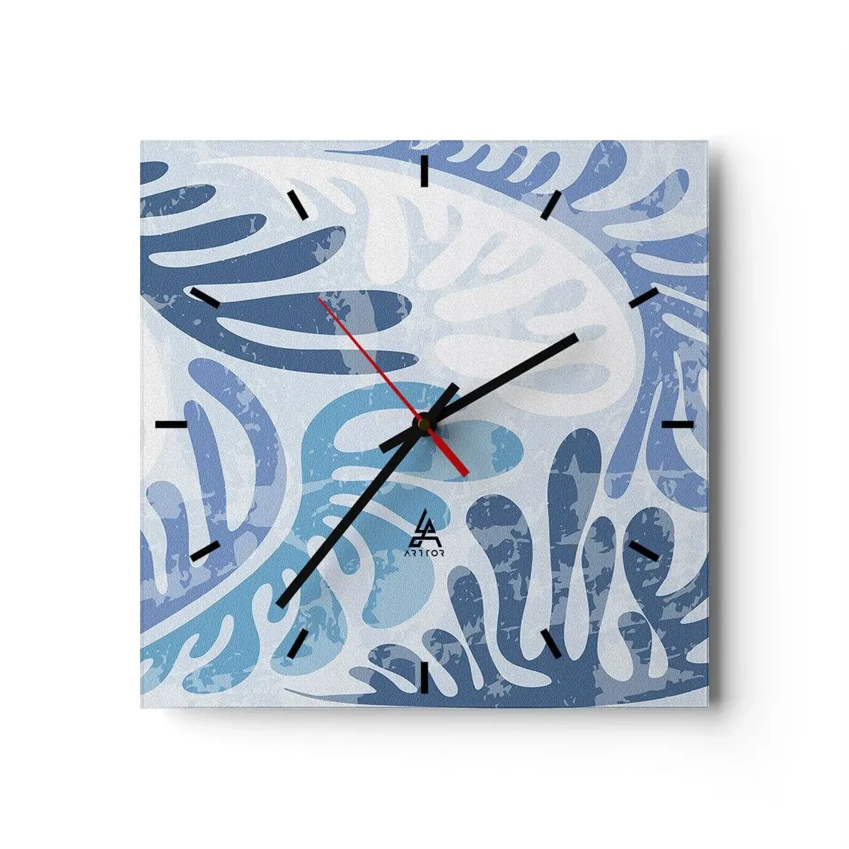 Wandklok - Klok - Blauwe varens - 40x40 cm